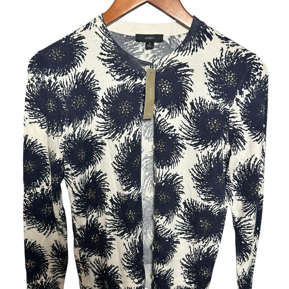 J. Crew Women’s Cardigan in Navy and White Floral Embellished S New - Picture 1 of 7